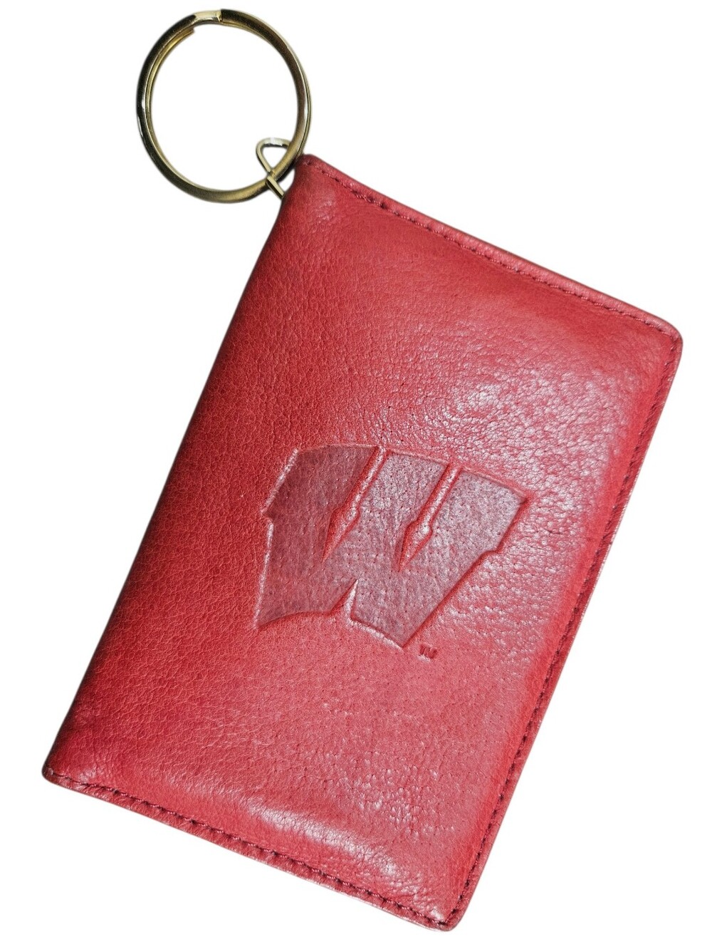 Vintage University Of Wisconsin Badgers Leather Wallet Keychain Unisex